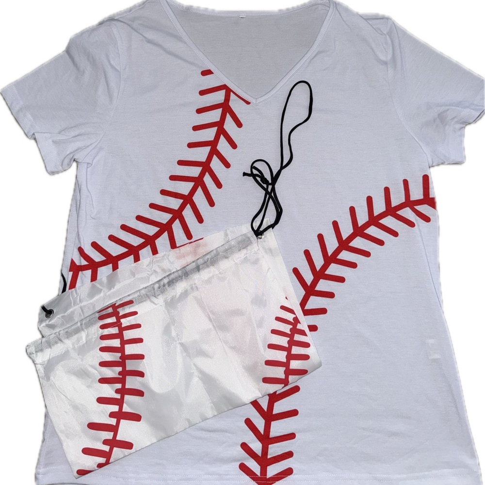 White Baseball Stitch T-Shirt